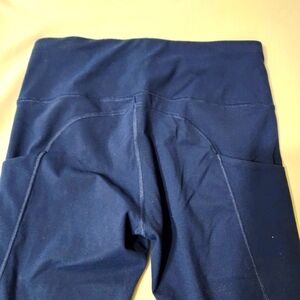 Blue leggings size large 2 pockets like new yoga workout gym pants pull on